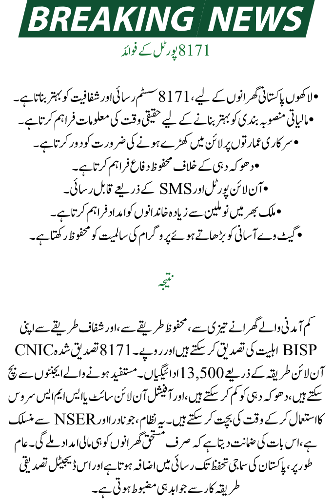 8171 Verify CNIC Online: Easy Method to Verify Your Eligibility for the BISP in 2026