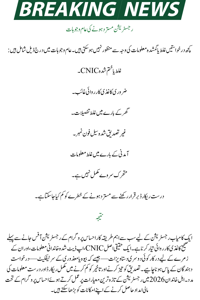 Required Documents for Ehsaas Program Registration